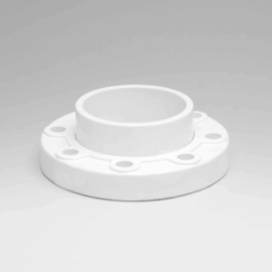 White plastic mounting flange with central cylindrical socket