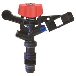 Irrigation sprinkler with adjustable nozzle.