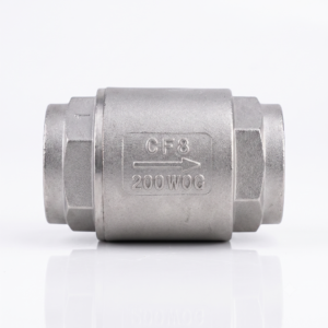 Stainless steel check valve with flow direction arrow