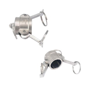 Stainless steel camlock coupler and fitting pair.