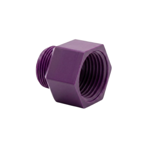 Purple threaded hex plumbing adapter fitting
