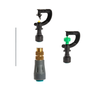 Garden sprinkler heads, nozzle connector and cleaning pin